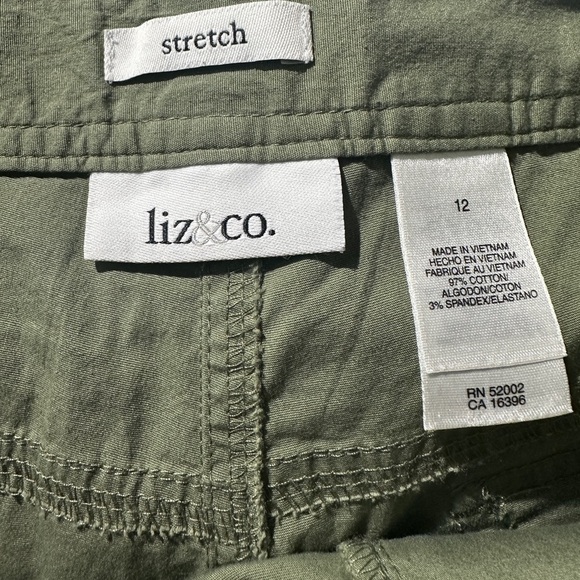 Liz & Co Stretch Green Cotton Blend Pants 12 - Picture 4 of 5